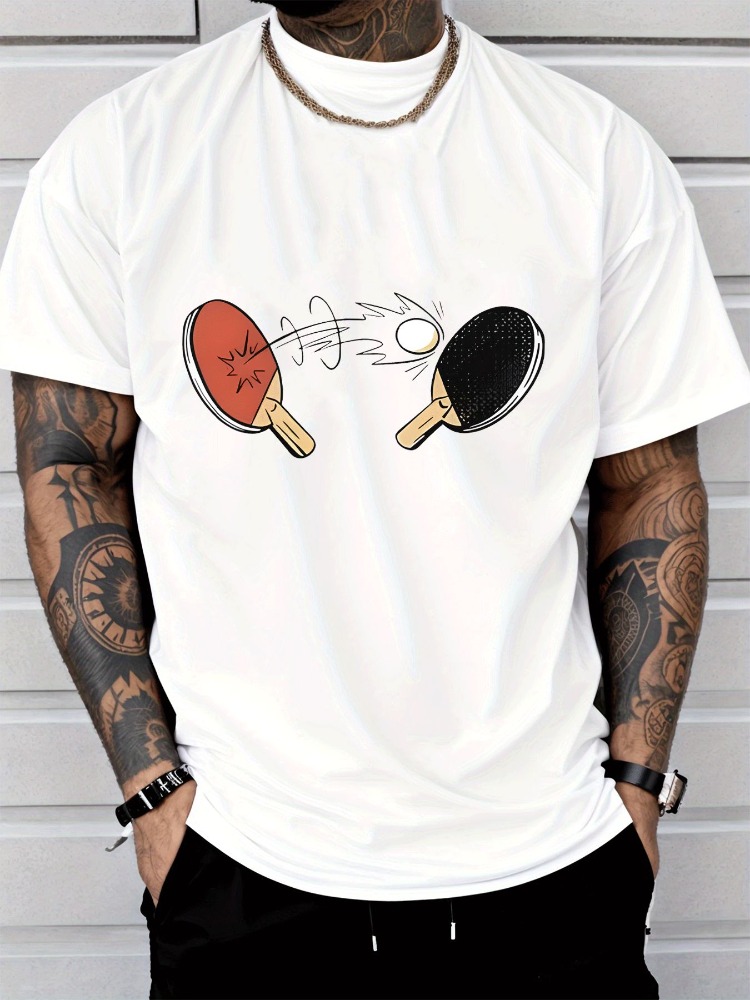 Mens Summer Tee Cartoon Table  - Table Tennis Outfit Male recension och pris
